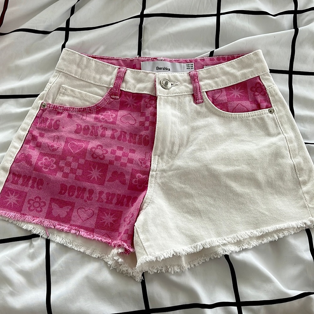 Bershka Patchwork Denim Shorts